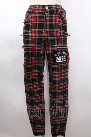 画像: NieR Clothing / STYLISHチェック柄PANTS  赤 S-24-07-26-036-PU-PA-UT-ZY