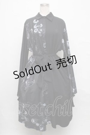 画像: NieR Clothing / 着物袖ワンピース  黒 S-24-09-09-058-PU-OP-AS-ZS