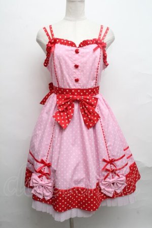 画像: Angelic Pretty / Candy Popジャンパースカート  ピンクｘ赤 S-24-09-14-070-AP-OP-AS-ZS