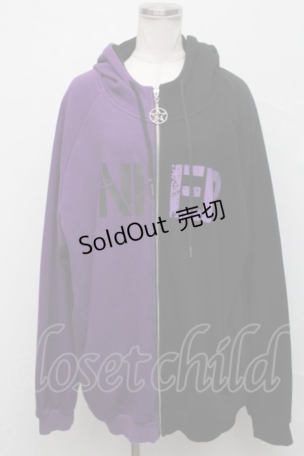 画像1: NieR Clothing / バイカラーパーカー  黒ｘ紫 S-24-09-19-024-PU-TO-AS-ZS (1)