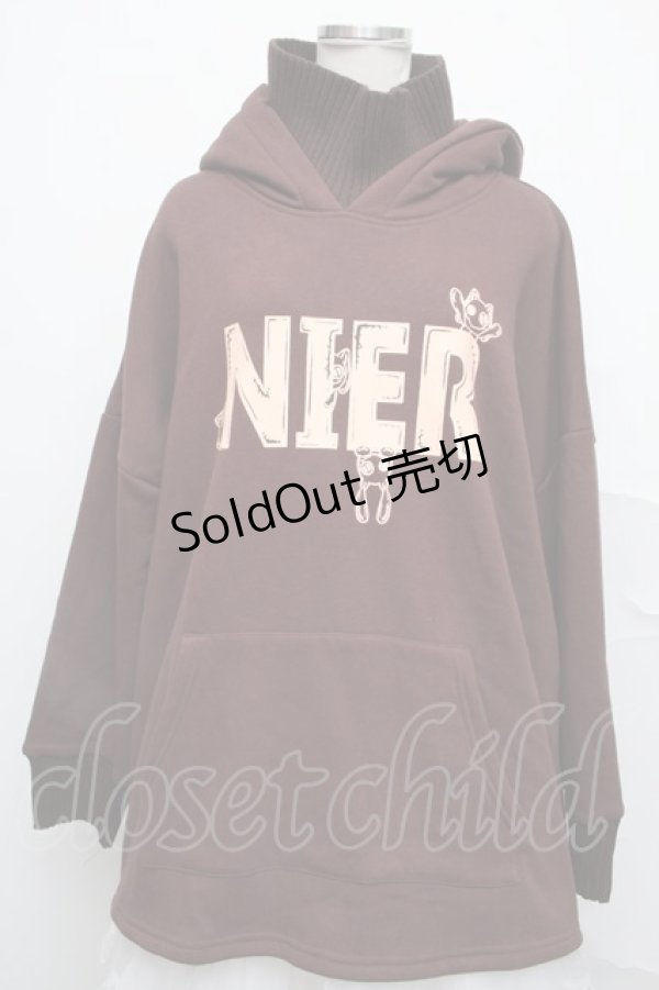 画像1: NieR Clothing / レイヤードデザインパーカー  ブラウン S-24-09-26-046-PU-TO-AS-ZS (1)