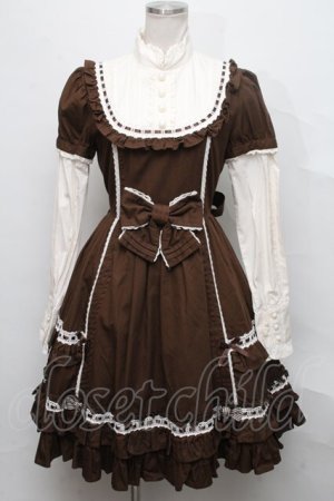 画像: Angelic Pretty / 社交界ワンピース  ブラウン S-24-09-29-012-AP-OP-AS-ZS