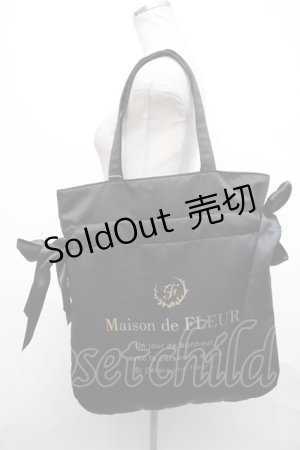 画像: Maison de FLEUR / BAG ダブルリボントートバッグ  黒 S-24-10-07-023-LO-BG-HR-ZS