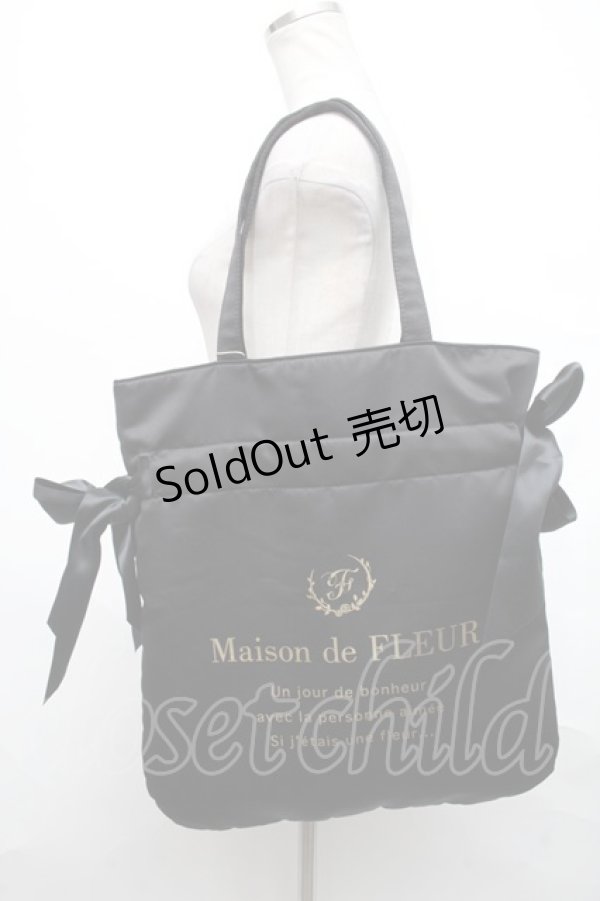 画像1: Maison de FLEUR / BAG ダブルリボントートバッグ  黒 S-24-10-07-023-LO-BG-HR-ZS (1)