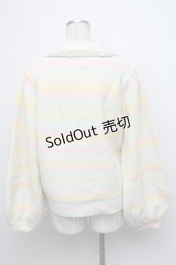 画像2: Candy Stripper / FRILL COLLAR KNIT カーディガン  ライトグリーンミックス S-24-10-11-029-PU-TO-AS-ZS (2)