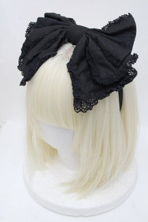 画像: Angelic Pretty / はしごレースリボンカチューシャ  黒 S-24-10-22-006-AP-AC-AS-ZS