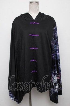 画像: NieR Clothing / FAKEチャイナボタン着物風袖PULLOVER【和柄九尾】  黒ｘ紫 S-24-10-22-048-PU-TO-HR-ZS