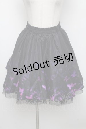 画像: NieR Clothing / 蝶々プリントスカート  黒ｘ紫 S-24-10-24-070-PU-SK-HR-ZS