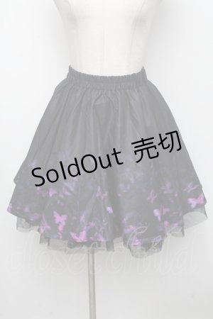 画像: NieR Clothing / 蝶々プリントスカート  黒ｘ紫 S-24-10-24-071-PU-SK-HR-ZS