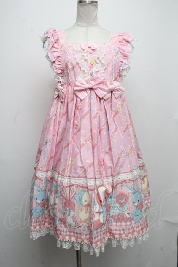 画像1: Angelic Pretty / MELODY TOYSハイウエストジャンパースカート  ピンク S-24-11-17-060-AP-OP-HR-ZS (1)