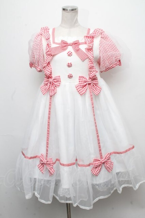 画像1: Angelic Pretty / ふんわりパフェワンピース  赤ｘ白 S-24-11-20-056-AP-OP-HR-ZS (1)