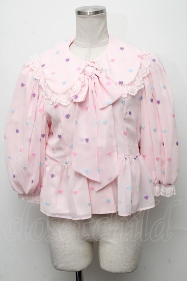 画像1: Angelic Pretty / Candy Petit Heartハイウエストブラウス  ピンク S-24-12-04-027-AP-BL-AS-ZS (1)