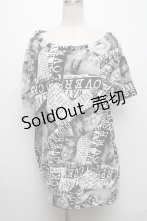 画像: SUPER LOVERS / 襟元スタッズプリントTシャツ  白 S-24-12-29-027-PU-TO-HR-ZS