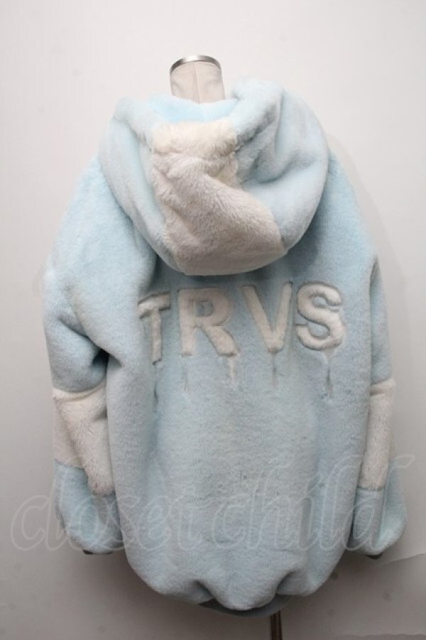 画像2: TRAVAS TOKYO / Drip Logo Faux Fur Hoodie  白ｘサックス S-24-12-29-045-PU-TO-HR-ZS (2)