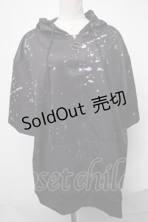 画像: NieR Clothing / プリント半袖パーカー  黒ｘ紫 S-25-01-19-033-PU-TO-HR-ZS