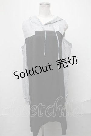 画像: NieR Clothing / パーカーワンピース  黒ｘグレー S-25-01-31-051-PU-OP-AS-ZS