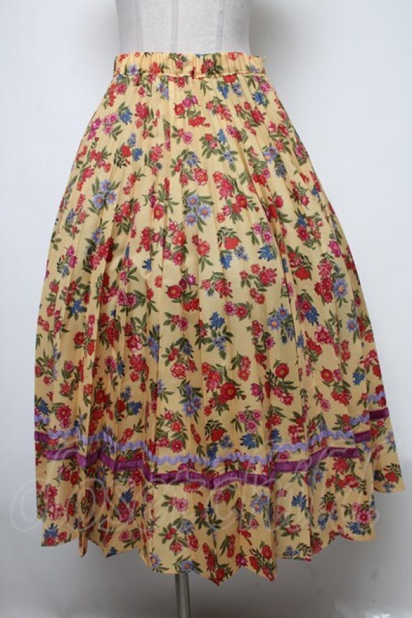 画像1: Jane Marple Dans Le Salon / Flowers of Jouy double accordion skirt  イエロー S-25-02-13-083-JM-SK-HR-ZS (1)