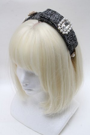 画像: Swankiss / SX elegant tweed カチューシャ  黒 S-25-03-13-006-CA-AC-HR-ZS