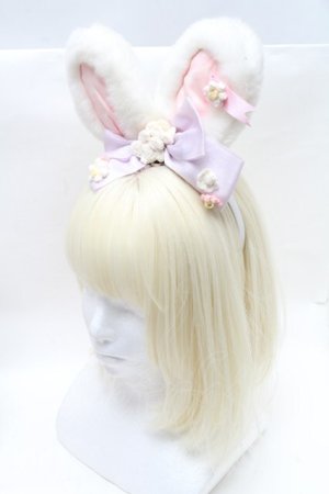 画像: Angelic Pretty / Flowerリリカルバニーカチューシャ  白 S-25-03-13-011-AP-AC-AS-ZS