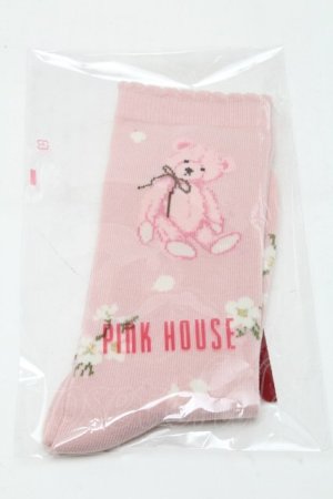 画像: PINK HOUSE / 桜Teddyソックス  ピンク S-25-03-13-005-LO-ZA-HR-ZS