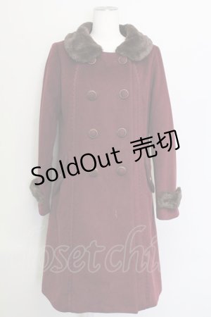 画像: axes femme / COATW釦ロングコート M ワイン T-24-02-25-007-AX-CO-SZ-ZI