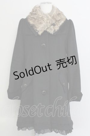 画像: axes femme / COATファーティペット付コート  黒 T-24-02-25-002-AX-CO-AS-ZI