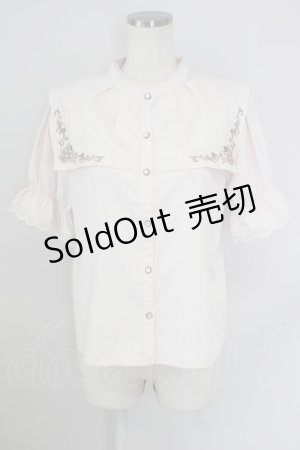 画像: axes femme POETIQUE / スクエアセーラー襟刺繍ブラウス M ピンク T-24-07-11-008-AX-BL-SZ-OS