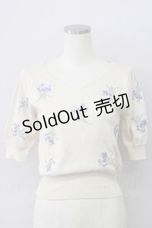 画像: an another angelus / フラワー刺繍半袖ニット  アイボリー T-24-12-02-018-CA-TO-SA-ZT348