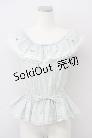 画像: an another angelus / オフショルダー刺繍ブラウス  ミント T-24-12-13-002-CA-TO-HD-ZT