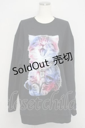 画像: TRAVAS TOKYO / Glutton cat L/S tee  ブラック T-25-01-19-022-PU-TO-HD-ZI