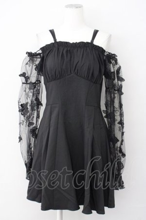 画像: DARK IN LOVE / Gothic Sexy Off-Shoulder Lacey Sleeves Dress L ブラック T-25-03-20-013-PU-OP-SA-ZT