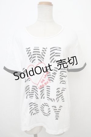 画像: MILKBOY / WE LOVE MILKBOY TEE F ホワイト×ブラック Y-24-02-04-108-MB-TS-SZ-ZT325