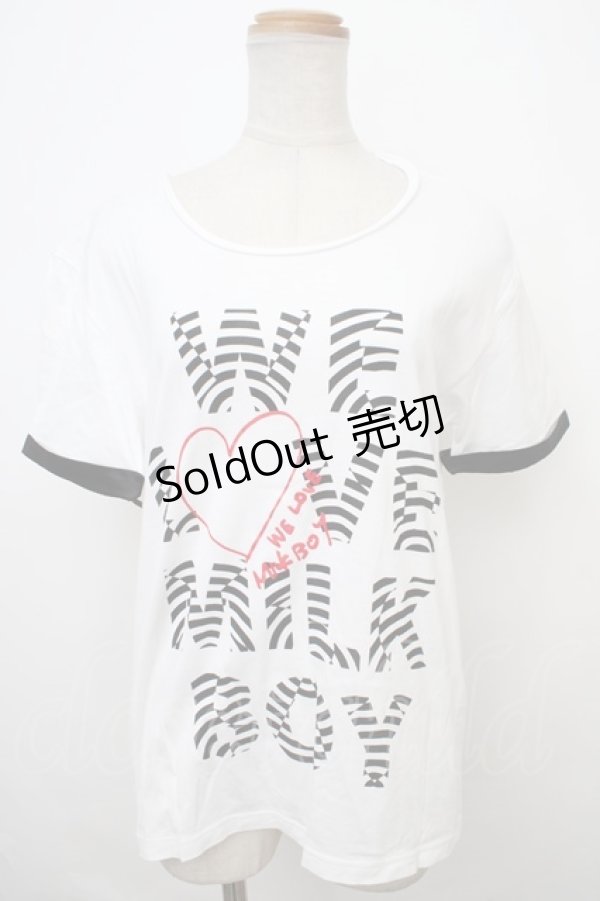 画像1: MILKBOY / WE LOVE MILKBOY TEE F ホワイト×ブラック Y-24-02-04-108-MB-TS-SZ-ZT325 (1)