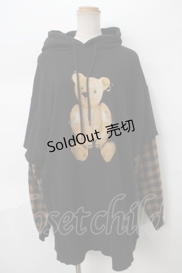 画像1: Candy Stripper / PLUSH BEAR LAYERED HOODIE 2 黒 Y-24-04-17-040-PU-OP-SZ-ZS (1)