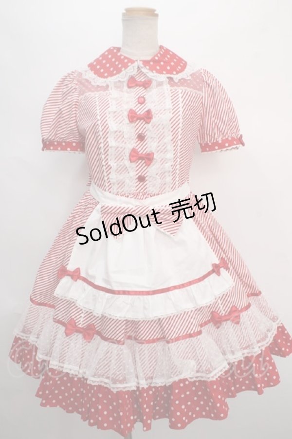 画像1: Angelic Pretty /Stripe Girly Cafe Set  赤 Y-24-05-13-096-AP-OP-AS-ZY (1)