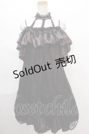 画像: MR corset / ホルターネックワンピース  ワイン×黒 Y-24-06-14-095-PU-OP-SZ-ZY