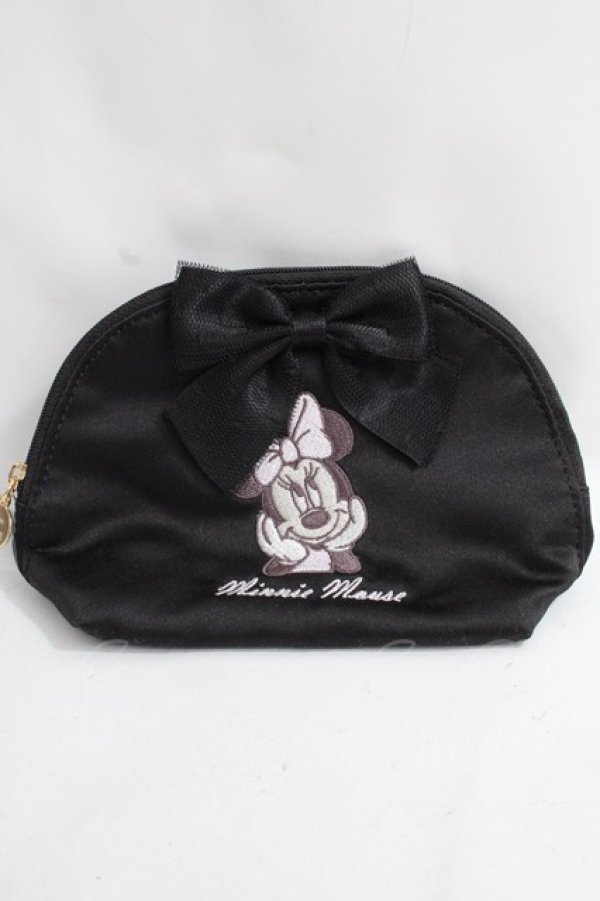 画像1: Maison de FLEUR / Minnie Mouse/ラウンドポーチ F ブラック Y-24-06-27-002-LO-ZA-SZ-ZI (1)