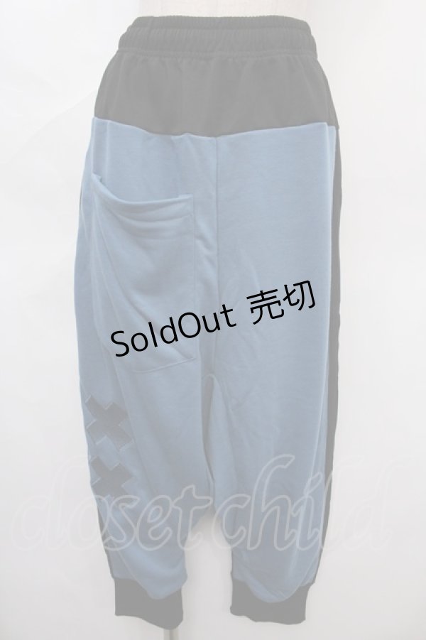 画像1: NieR Clothing / ICOLOR SARROUEL PANTS F 黒×青 Y-24-07-15-197-PU-PA-SZ-ZY (1)