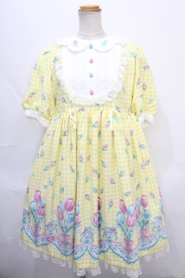 画像1: Angelic Pretty / Tulip Bouquetワンピース  イエロー Y-24-09-12-092-AP-OP-SZ-ZY (1)