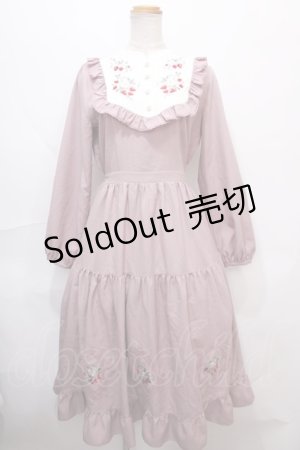 画像: axes femme POETIQUE / ブロッキングベリー刺繍ワンピース M ピンク Y-24-09-12-111-AX-OP-SZ-ZY