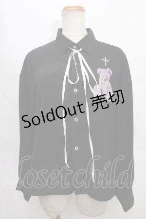 画像: TRAVAS TOKYO / Furry bear blouse/くまデザインリボン付きブラウス F ブラック Y-24-09-18-082-PU-BL-SZ-ZY