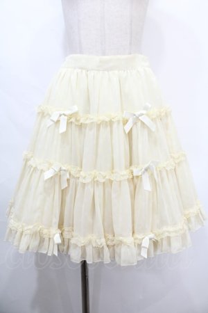 画像: Angelic Pretty / ドットシフォンキューティーリボンスカート  アイボリー Y-24-10-08-143-AP-SK-SZ-ZY