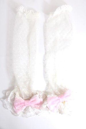 画像: Angelic Pretty / ハートチュールPrincessアームウォーマー  白×ピンク Y-24-10-25-097-AP-ZA-SZ-ZY