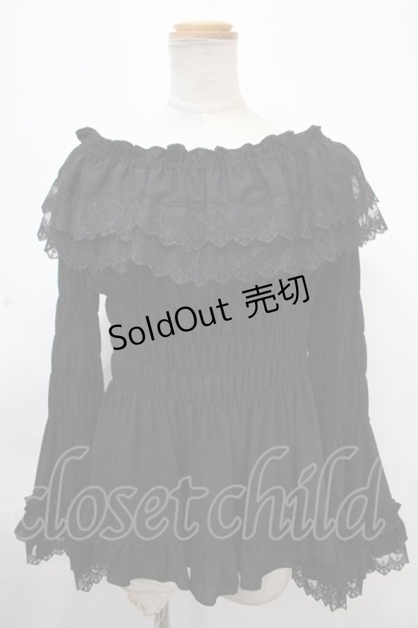 画像1: ATELIER PIERROT / Shirring princess sleeve blouse  黒 Y-24-11-09-012-EL-BL-SZ-ZY (1)