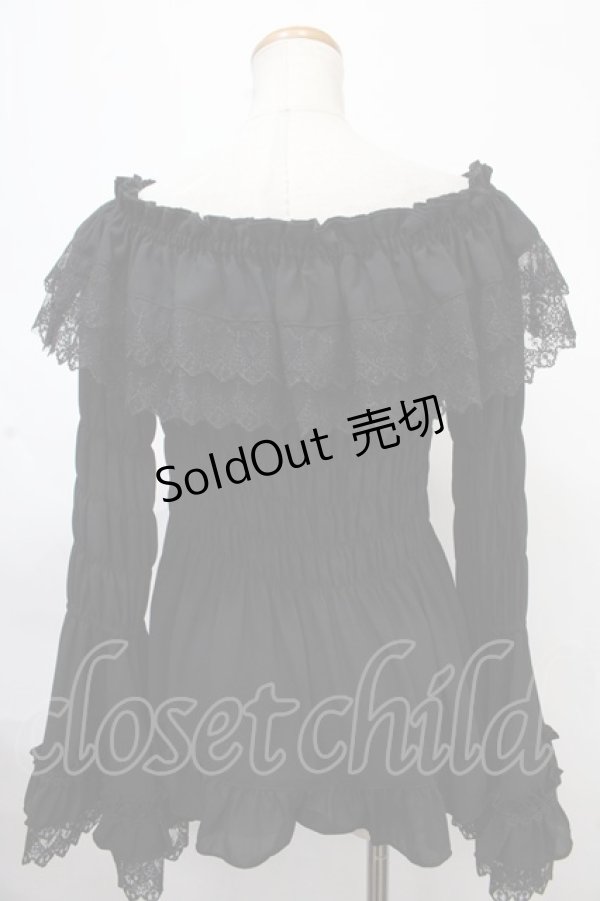 画像2: ATELIER PIERROT / Shirring princess sleeve blouse  黒 Y-24-11-09-012-EL-BL-SZ-ZY (2)