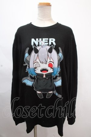 画像: NieR Clothing / 擬人化ぐれまるロングTシャツ F 黒 Y-24-11-18-112-PU-TS-SZ-ZY