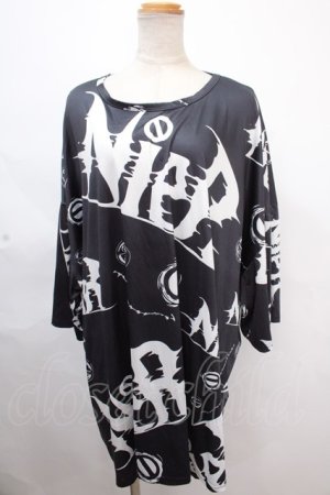 画像: NieR Clothing / 総柄BIGプルオーバー  黒×白 Y-24-11-18-114-PU-TO-SZ-ZY