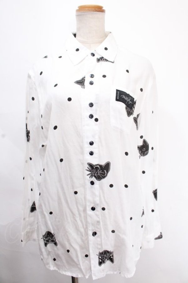 画像1: MILKBOY / NIGHT CAT SHIRTS  ホワイト Y-24-11-21-055-MB-BL-SZ-ZY (1)