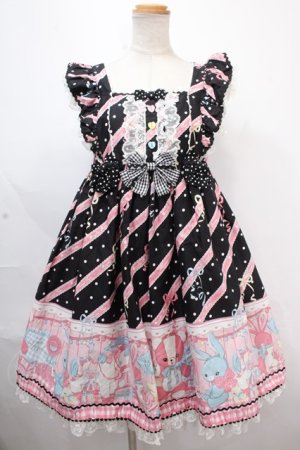 画像: Angelic Pretty / MELODY TOYSハイウエストジャンパースカート  黒 Y-24-11-25-079-AP-OP-SZ-ZY