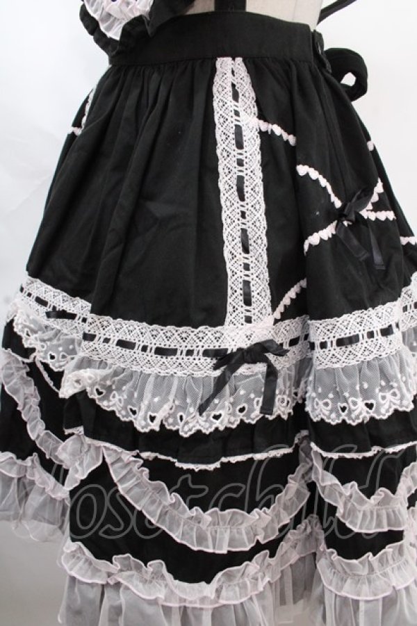 画像4: Angelic Pretty / Heart胸あて付スカート(無地)  黒 Y-24-11-25-096-AP-SK-SZ-ZY (4)